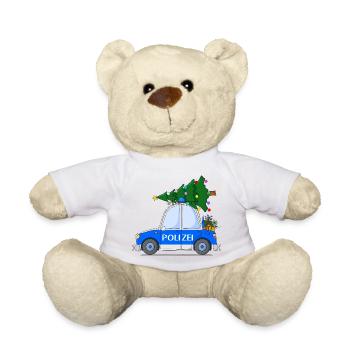 Noël en voiture de police - Nounours - blanc - Devant