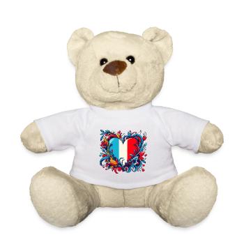 Französisches Vintage-Herz - Teddy - Weiß - Vorne
