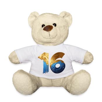 NO. 16 NUMBER 16 COOL 16TH BIRTHDAY - Teddy Bear - white - Front