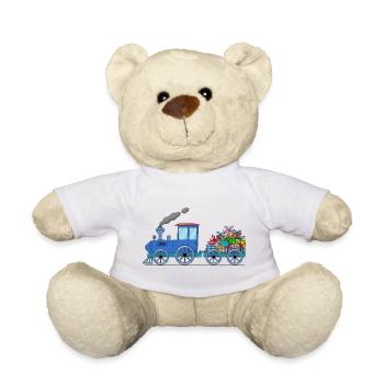 Train pour enfants avec remorque en bleu - Nounours - blanc - Devant