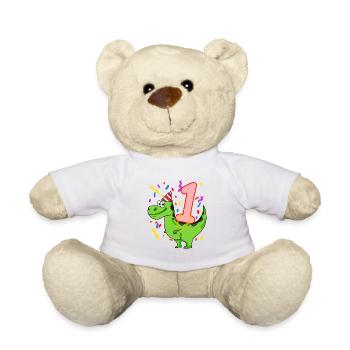 Dinosaurier Geburtstag 1 Jahre alt - Teddy - Weiß - Vorne