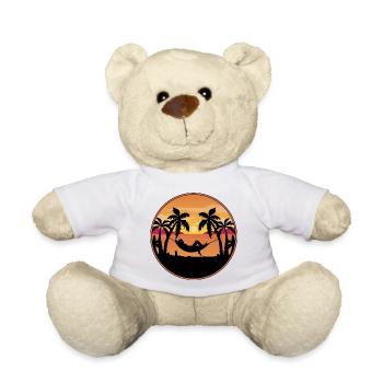 Coucher de soleil au bord de la mer - Palmiers avec hamac - Nounours - blanc - Devant