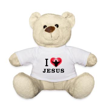 I love Jesus - Herz mit Jesus Silhouette - Teddy - Weiß - Vorne