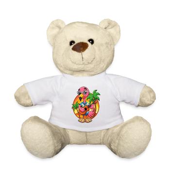 Lustige Flamingo Sommer Strand Sonnenbrille Hawaiianisch - Teddy - Weiß - Vorne