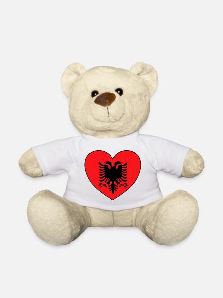 Albanien Flagge Herz - Teddy - Weiß