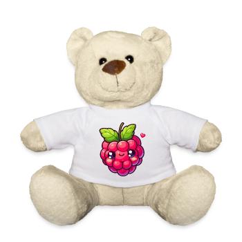 Himbeere - Herz - Teddy - Weiß - Vorne