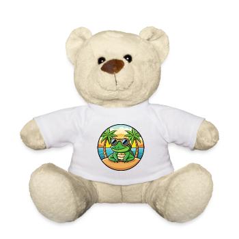 Frosch Lustige Cartoon Sommer Strand Sonnenbrille Aufkleber - Teddy - Weiß - Vorne