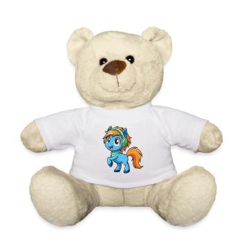 Pony Lustige Zeichentrickfigur Kopfhörer Musik - Teddy - Weiß - Vorne
