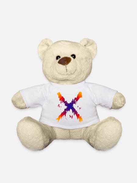 Regenbogen X Farbfluss Muster - Teddy - Weiß