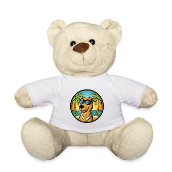 Eurohound Hunderasse Cartoon Sonnenbrille Strand - Teddy - Weiß - Vorne