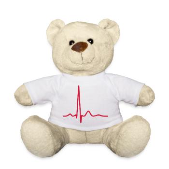 Herzschlag-EKG-Linie Medizinischer Pulswellen-Ikon-Vektor - Teddy - Weiß - Vorne