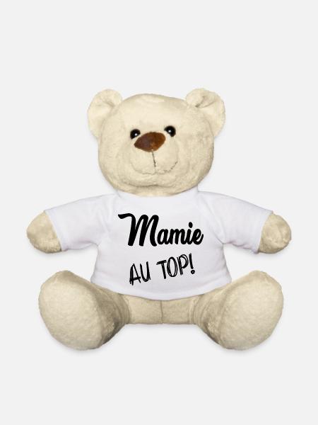 MAMIE. FÊTE DES MÈRES. BONNE FÊTE MAMIE. JE T'AIME - Nounours - blanc