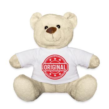 Ursprüngliches Grunge-Gummistempel-Abzeichen-Vektordesign - Teddy - Weiß - Vorne