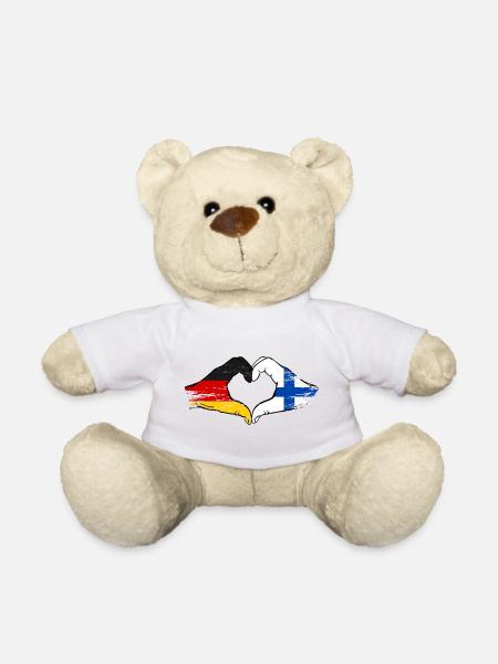 Deutschland Finnland Flagge Hände Herzform used - Teddy - Weiß