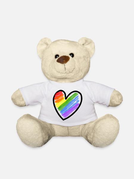 Regenbogenfahne LGBTQ Herz - Teddy - Weiß