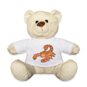 Cyber Skorpion – Neon Glitch Art T-Shirt - Teddy - Weiß - Vorne