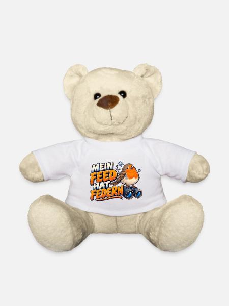 Mein Feed hat Federn – Rotkehlchen im Winter - Teddy - Weiß