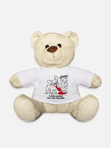 Französischer Bulldogge rettet Weihnachtsmann-Hausschuhe - Teddy - Weiß