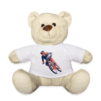 eometrische Origami-Mountainbiker-Polygonkunst - Teddy - Weiß - Vorne