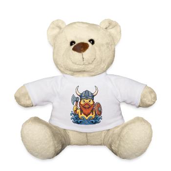 Viking-Ente mit Axt und Wellen - Teddy - Weiß - Vorne