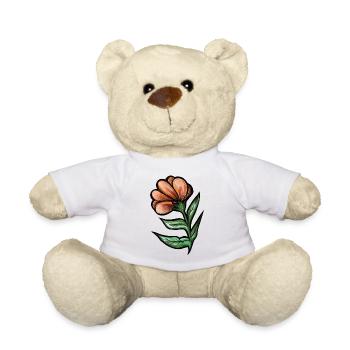 Botanische Illustration der lebhaften orangen Blume - Teddy - Weiß - Vorne
