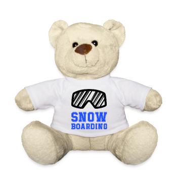 Snowboard Schriftzug Blau - Teddy - Weiß - Vorne
