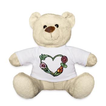 Aquarellrahmen mit Blumenherz - Teddy - Weiß - Vorne