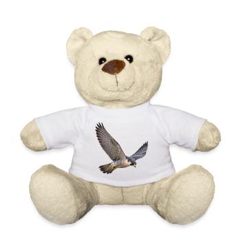 Wanderfalke im Flug – Falke mit gemusterter Brust - Teddy - Weiß - Vorne