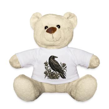 Rabe & Disteln – Dunkle Naturgravur - Teddy - Weiß - Vorne