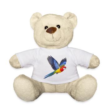 Prachtrosella im Flug – Sittich in bunten Farben - Teddy - Weiß - Vorne