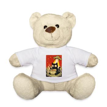 Schwarze Katze Ramen UFO Retro - Teddy - Weiß - Vorne