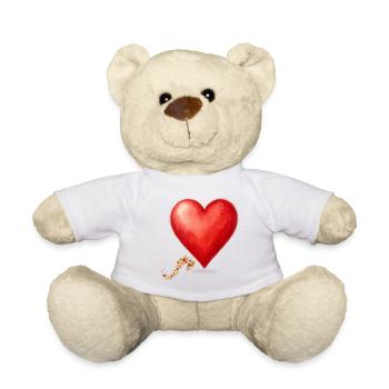 Herz mit Herbstblättern aus den Cévennen - Teddy - Weiß - Vorne