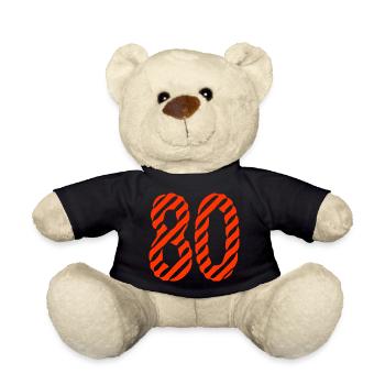 80. 80 YEARS. 80th ANNIVERSARY. 80TH BIRTHDAY. - Teddy Bear - black - Front
