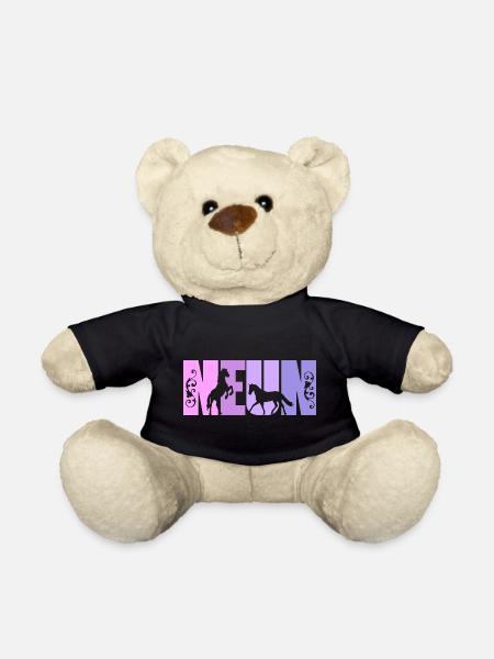 9. Geburtstag Mädchen 9 Jahre alt Pferde Pferd - Teddy - Schwarz