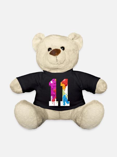 FARBIG NUMMER 11 BUNT 11. GEBURTSTAG - Teddy - Schwarz
