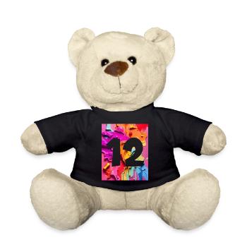 NON. 12 NUMÉRO 12 COLORÉ 12E ANNIVERSAIRE - Nounours - noir - Devant