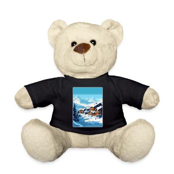 Val Thorens Frankreich Vintage Reiseplakat Souvenir - Teddy - Schwarz - Vorne