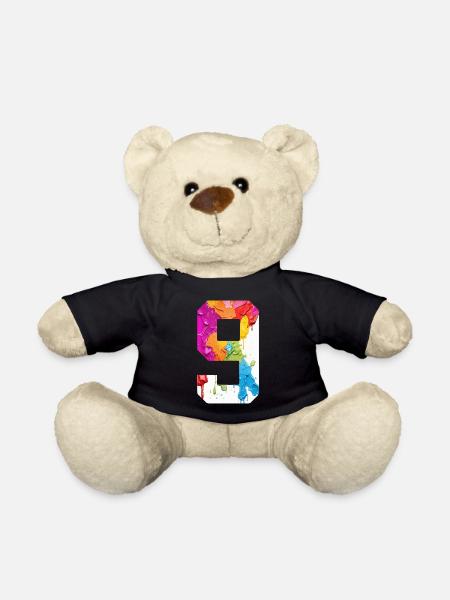 FARBIG NUMMER 9 BUNT 9. GEBURTSTAG - Teddy - Schwarz