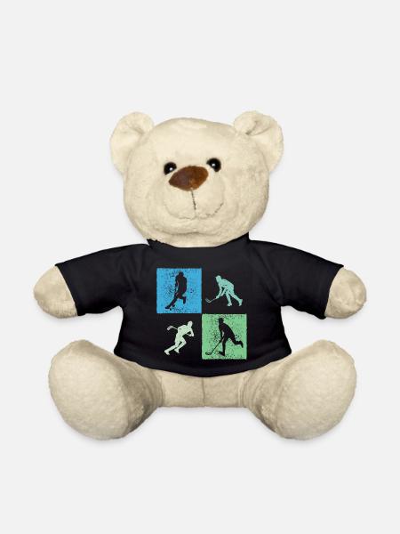 Floorball Unihockey Spiel Motiv Floorball Spieler - Teddy - Schwarz