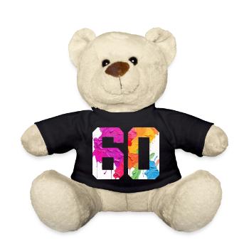 FARBIG NUMMER 60 BUNT 60. GEBURTSTAG - Teddy - Schwarz - Vorne