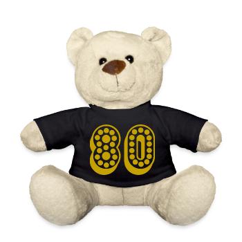80. 80 YEARS. 80th ANNIVERSARY. 80TH BIRTHDAY. - Teddy Bear - black - Front