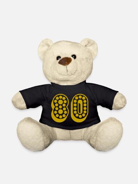 80. 80 YEARS. 80th ANNIVERSARY. 80TH BIRTHDAY. - Teddy Bear - black