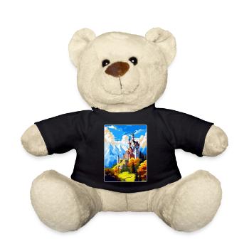 Neuschwanstein Castle Germany Travel Poster WPA - Teddy Bear - black - Front