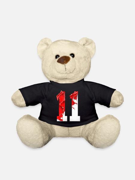 NR. 11 NUMMER 11 ROT WEIß 11. GEBURTSTAG - Teddy - Schwarz