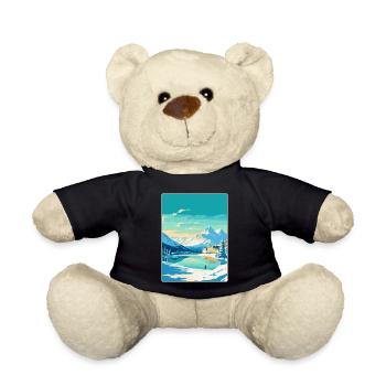St Moritz Switzerland Vintage Travel Poster WPA - Teddy Bear - black - Front