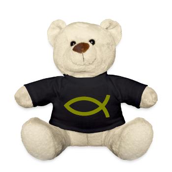  Jesusfisch grün Ichthys Jesus Fisch  - Teddy - Schwarz - Vorne