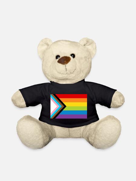LGBT Pride Flag / New Rainbow Progress Flag - Teddy Bear - black