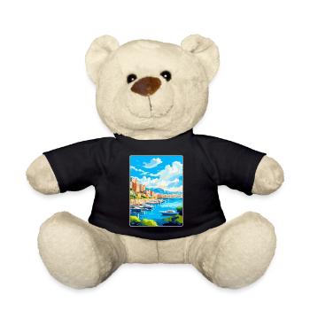 Monaco French Riviera France Vintage Travel Poster - Teddy Bear - black - Front