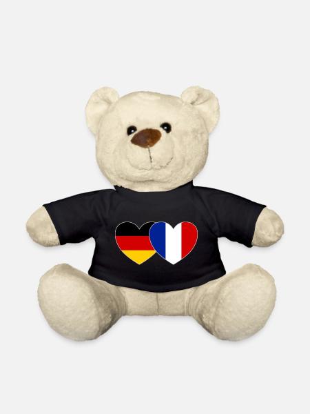 Deutschland Frankreich Flagge Herz - Teddy - Schwarz