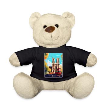 Westminster Abbey London England Uk Travel Poster - Teddy Bear - black - Front